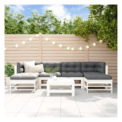 vidaXL Garden Lounge Set Outdoor Modular Sofa Piece White Solid Wood Pine