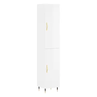 vidaXL Highboard Sideboard Cupboard Cabinet High Gloss White Engineered Wood