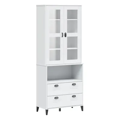 (white) vidaXL Highboard Sideboard Storage Cupboard Cabinet White Solid Wood Pine