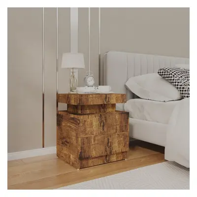 vidaXL Bedside Cabinet Smoked Oak Engineered Wood Bed Telephone Stand Table