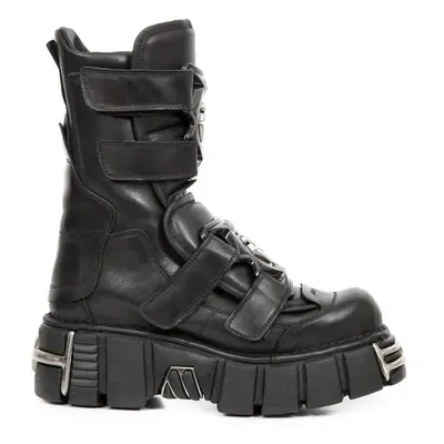 (45) NEW M-422-S1 Unisex Metallic Black Leather Boots