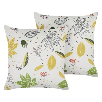 Set of Cushions Plant Pattern MULLEIN Velvet x cm Multicolour