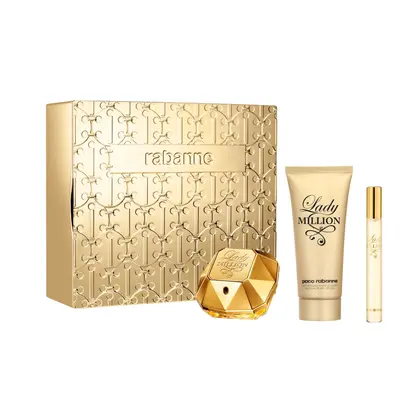 Rabanne Lady Million 50ml EDP, 75ml Body Lotion & 10ml Travel Spray