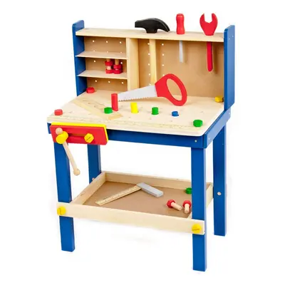 (Wooden Tool Bench) Kids Wooden Work Tool Bench Kitchen Set Play Toys