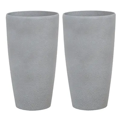 Set of Plant Pots Stone x x cm Grey ABDERA