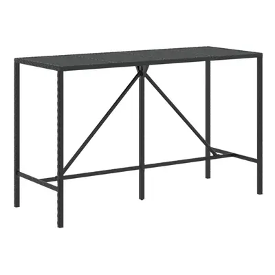 (black, x x cm) vidaXL Bar Table Bistro Table Outdoor Dining Table with Glass Top Poly Rattan