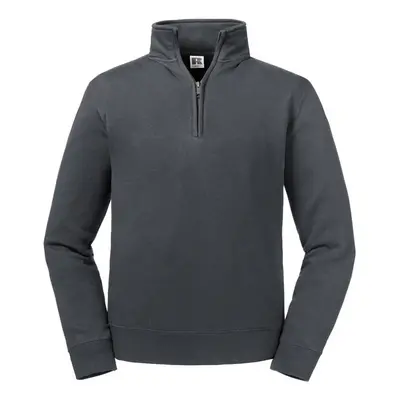 (XS, Convoy Grey) Russell Mens Authentic Zip Neck Sweatshirt