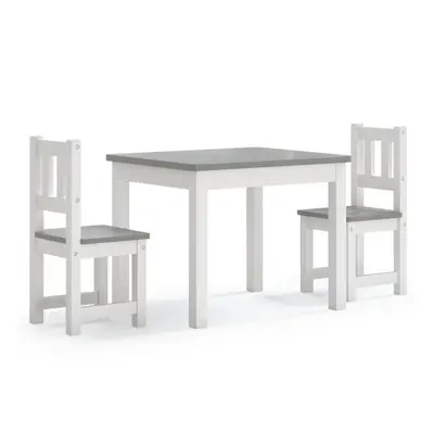 vidaXL Children Table and Chair Set Piece White and Grey MDF Kids Furniture