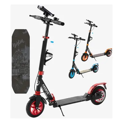 AREBOS Kick Scooter City Scooter | Footboard | with pneumatic tyres | red