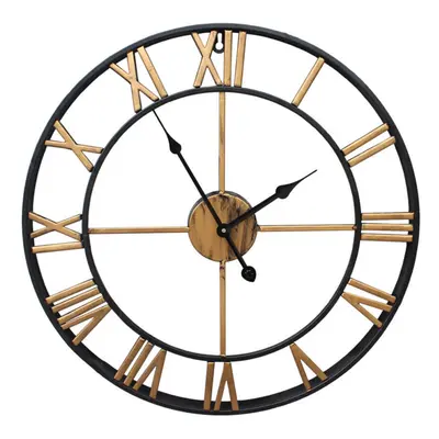 (Gold) 45cm Large Wall Clock Big Roman Numerals Giant Open Face Metal For Home Outdoor Garden