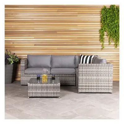 Charles Bentley Rattan Corner Sofa & Coffee Table - Grey