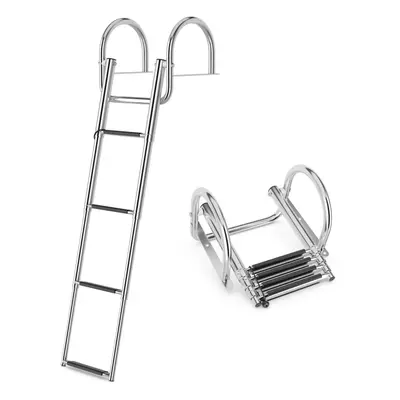 4-Step Pontoon Boat Ladder Folding Stainless Steel Rear Entry Inboard