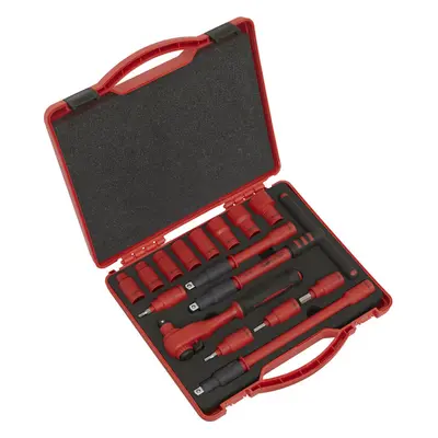 16pc VDE Insulated Socket & Ratchet Handle Set -3/8" Square Drive Point Metric