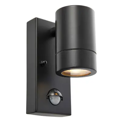 Outdoor IP44 Wall Downlight - PIR Sensor - 7W GU10 LED - Matt Black