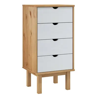 (Brown and white) vidaXL Drawer Cabinet Storage File Drawer Storage Cabinet Solid Wood Pine