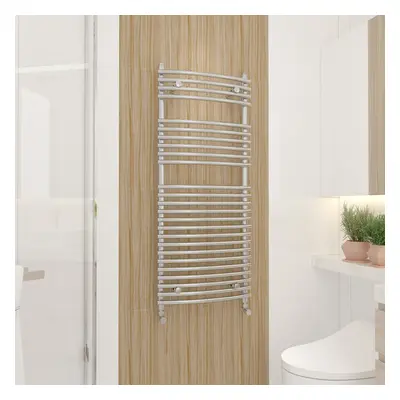 WarmeHaus Curved Heated Towel Rail Radiator Ladder for Bathroom Wall Mounted Chrome 1200x500mm