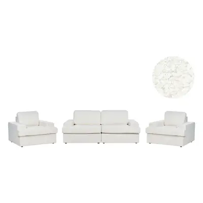 5 Seater Boucle Living Room Set White ALLA