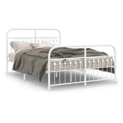 (white, x cm/ with headboard & footboard) vidaXL Metal Bed Frame with Headboard and Footboard Be