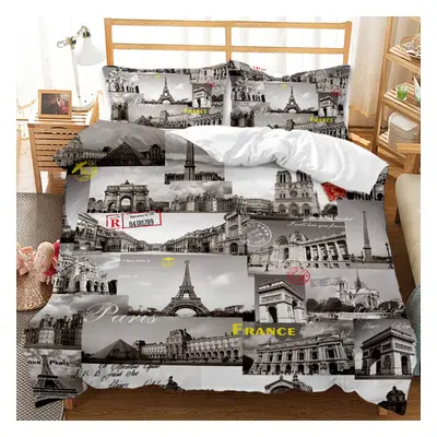 (C, EU-Single(2pcs):140Ã210cm) 3D Printed England Street Views Building Bedding âCovers Set