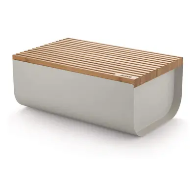 Alessi Mattina BG03 WG - Design Bread Bin, Steel Colored with Epoxy Resin, Bamboo Wood, Warm Gra