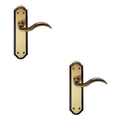 2x PAIR Spiral Sculpted Handle on Latch Backplate x 48mm Florentine Bronze