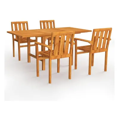 vidaXL Solid Teak Wood Garden Dining Set Piece Furniture Table and Chair