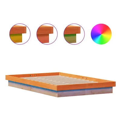 (140 x cm) vidaXL LED Bed Frame Mattress Foundation Bedstead Platform Bed Base Solid Wood