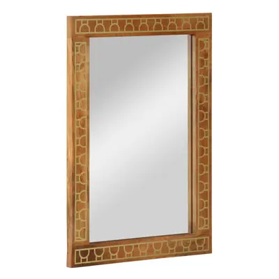 vidaXL Bathroom Mirror Make up Wall Mounted Mirror Solid Wood Mango and Glass