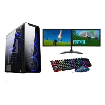 FCS Gaming PC Dual 22" Monitor Setup i7-4770 SSD 1TB 16GB RAM RTX