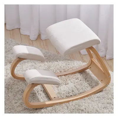 Beige Wooden Kneeling Chair Ergonomic Desk Chair for Better Posture