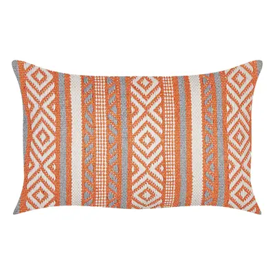 Cotton Cushion Geometric Pattern Orange and White x cm INULA