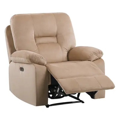 Electric Recliner Chair BERGEN LED Velvet Sand Beige