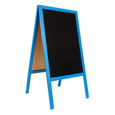 (Blue) A-board Wooden Erasable Chalkboard Blackboard Sign