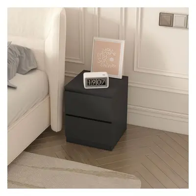 (Black) Modern Drawer Bedside Cabinet Nightstand