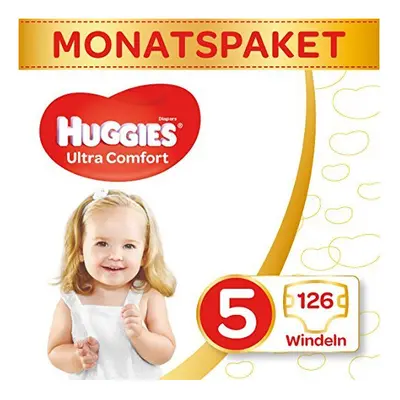 Huggies Nappies Size 5, ÃÂ Ultra Comfort Baby one-Month Supply (Box of 126)