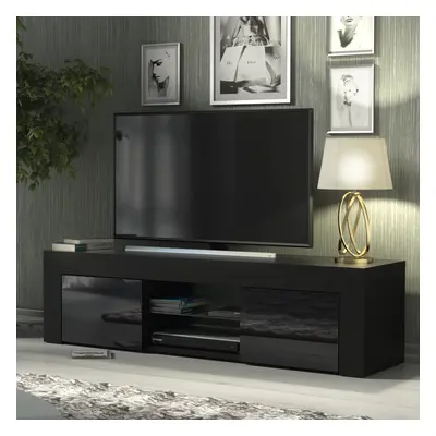 TV Unit 130cm Creative Furniture - Black Gloss Doors