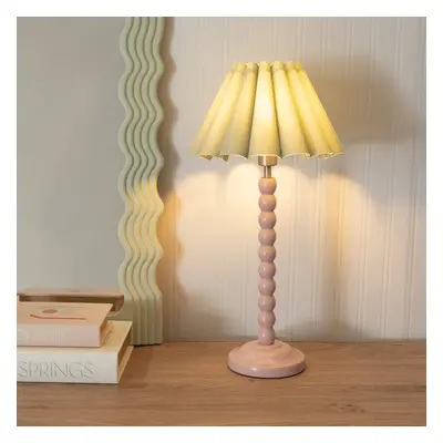 ValueLights Bobbins Sage Scallop Taper Shade Painted Rose Table Lamp