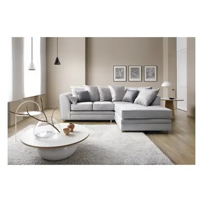 (Light Grey, Right Facing) Chicago Velvet Corner Sofa