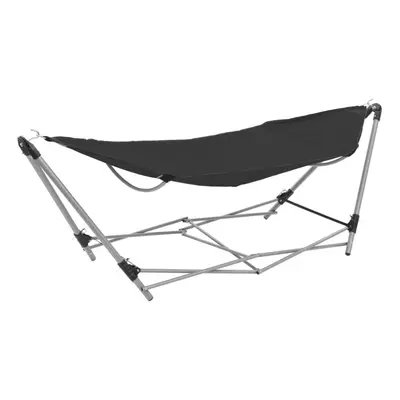 vidaXL Hammock with Foldable Stand Black Outdoor Portable Camping Travel Bed