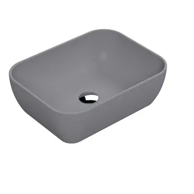 Square Matt Ceramic Countertop Vessel Without Overflow - 455mm - Matt Grey