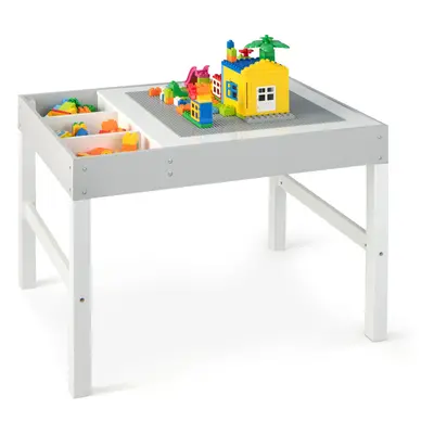 3-in-1 Kids Activity Table Wooden Child Building Block Desk w/ Drawers