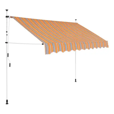 vidaXL Manual Retractable Awning 250cm Yellow and Blue Stripes Window Canopy