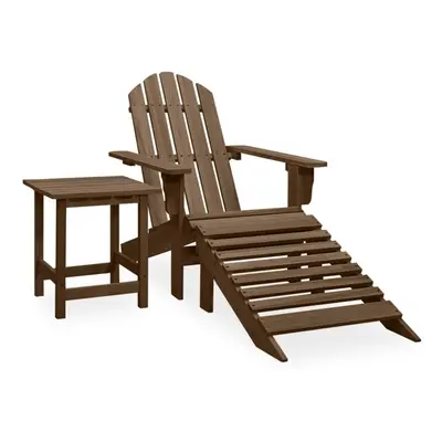 vidaXL Solid Fir Wood Garden Adirondack Chair with Ottoman&Table Brown Unit