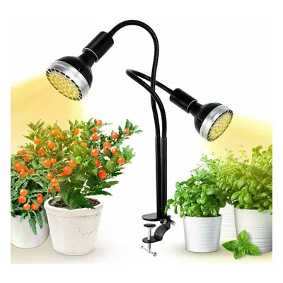 (EU Plug) 300W 60LED Dual Head Full Spectrum LED Grow Light for Indoor Plants, Daisy Chain, Dimm