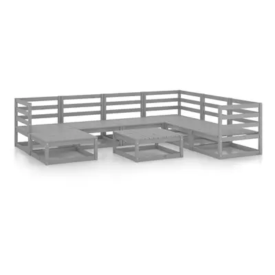 vidaXL Solid Pinewood Garden Lounge Set Piece Grey Outdoor Seating Furniture