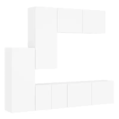 (white) vidaXL TV Wall Units Piece Floating TV Wall Unit TV Stand Engineered Wood