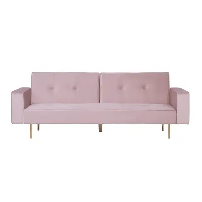 Sofa Bed VISNES Pink Velvet