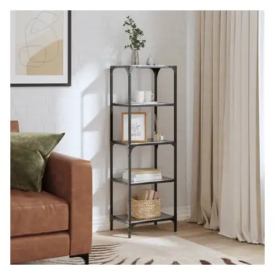 vidaXL Storage Rack with Black Glass Top 40x30x123 cm Steel