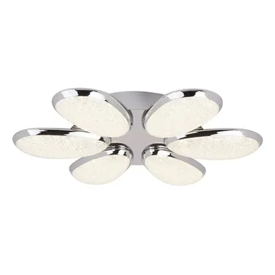 6 Light LED Ceiling Flush Chrome Ice Effect Shade