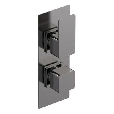 Empire Square Concealed Twin Thermostatic Shower Valve With Diverter (2 Outlets) - Brushed Pewte